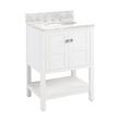 24" Olsen Console Vanity - Brushed Nickel Hardware - Carrara Marble - 8" - Holes - White Oval Sink, , large image number 1