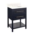 24" Robertson Mahogany Console Vanity - Midnight Blue - Arctic White Quartz Top - 8" - Oval Sink, , large image number 1