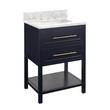 24" Robertson Mahogany Console Vanity - Midnight Blue - Carrara Marble Top - 8" Holes - Rect. Sink, , large image number 0