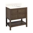 30" Olsen Console Vanity - Ash Brown - BN Hdwe - Arctic White Quartz - 8" - White Oval Sink, , large image number 0