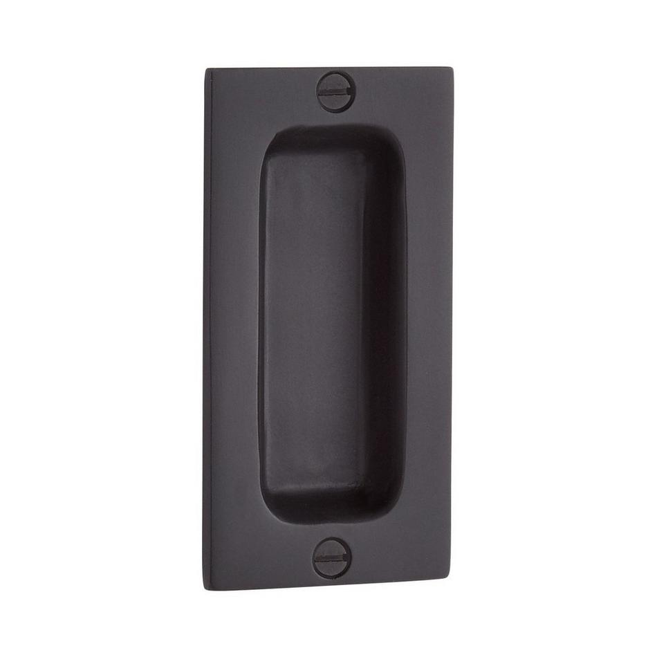 4" Brass Rectangular Pocket Door Pull - Matte Black, , large image number 0