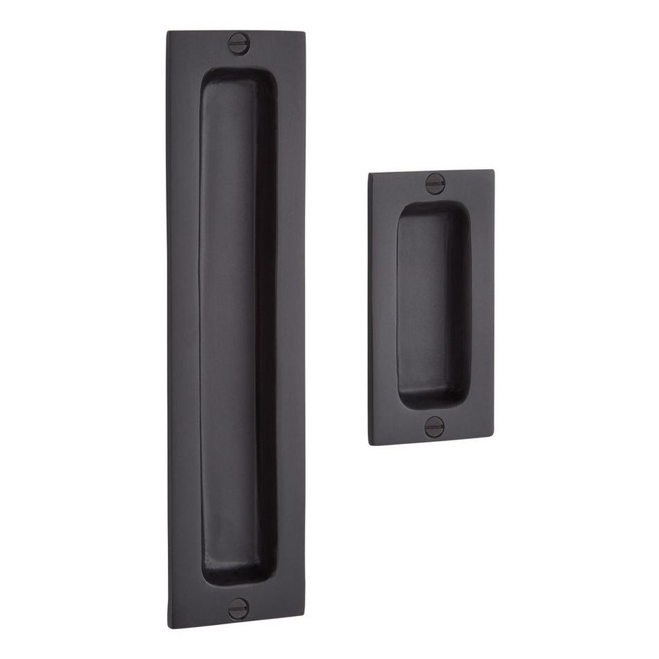 4" Brass Rectangular Pocket Door Pull - Matte Black, , large image number 1