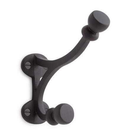 Black Porcelain & Brass Double Coat Hook - Collective Home Store
