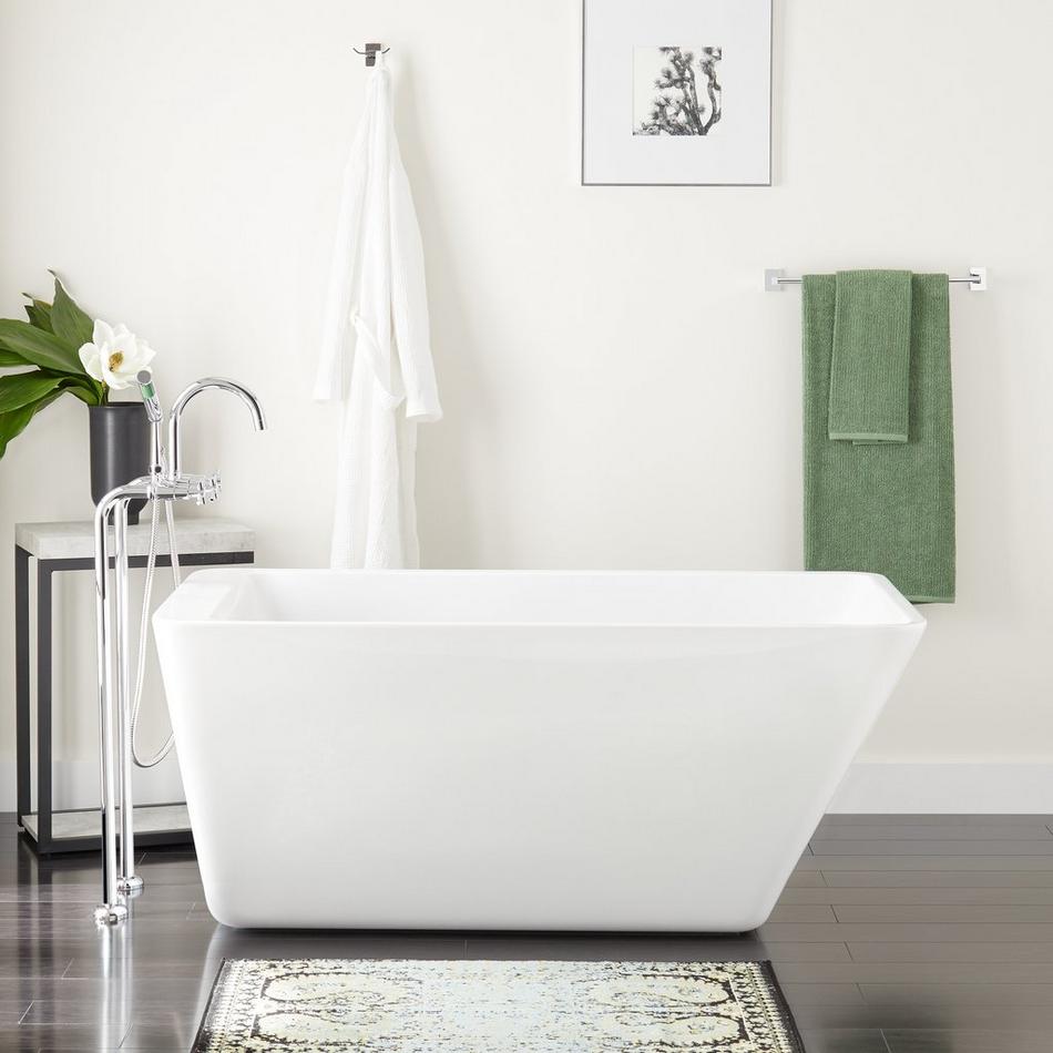 55" Jaidyn Acrylic Freestanding Tub - Tap Deck / No Drillings - White Trim with Foam, , large image number 0