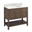 36" Olsen Console Vanity - Ash Brown - Brushed Nickel Hdwe. - Carrara Marble - 8" - Oval Sink, , large image number 1