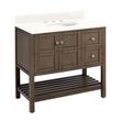 36" Olsen Console Vanity - Ash Brown - Brushed Nickel Hdwe. - Arctic White Quartz - 8" - Oval Sink, , large image number 0