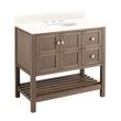 36" Olsen Console Vanity - Ash Brown - Brushed Nickel Hdwe. - Arctic White Quartz - 8" - Oval Sink, , large image number 1