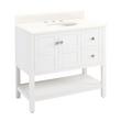 36" Olsen Console Vanity - Soft White - Brushed Nickel Hdwe. - Arctic White Quartz - 8" - Oval Sink, , large image number 0