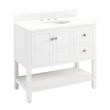 36" Olsen Console Vanity - White - Brushed Nickel Hdwe. - Feathered White Quartz - 8" - Oval UM Sink, , large image number 0