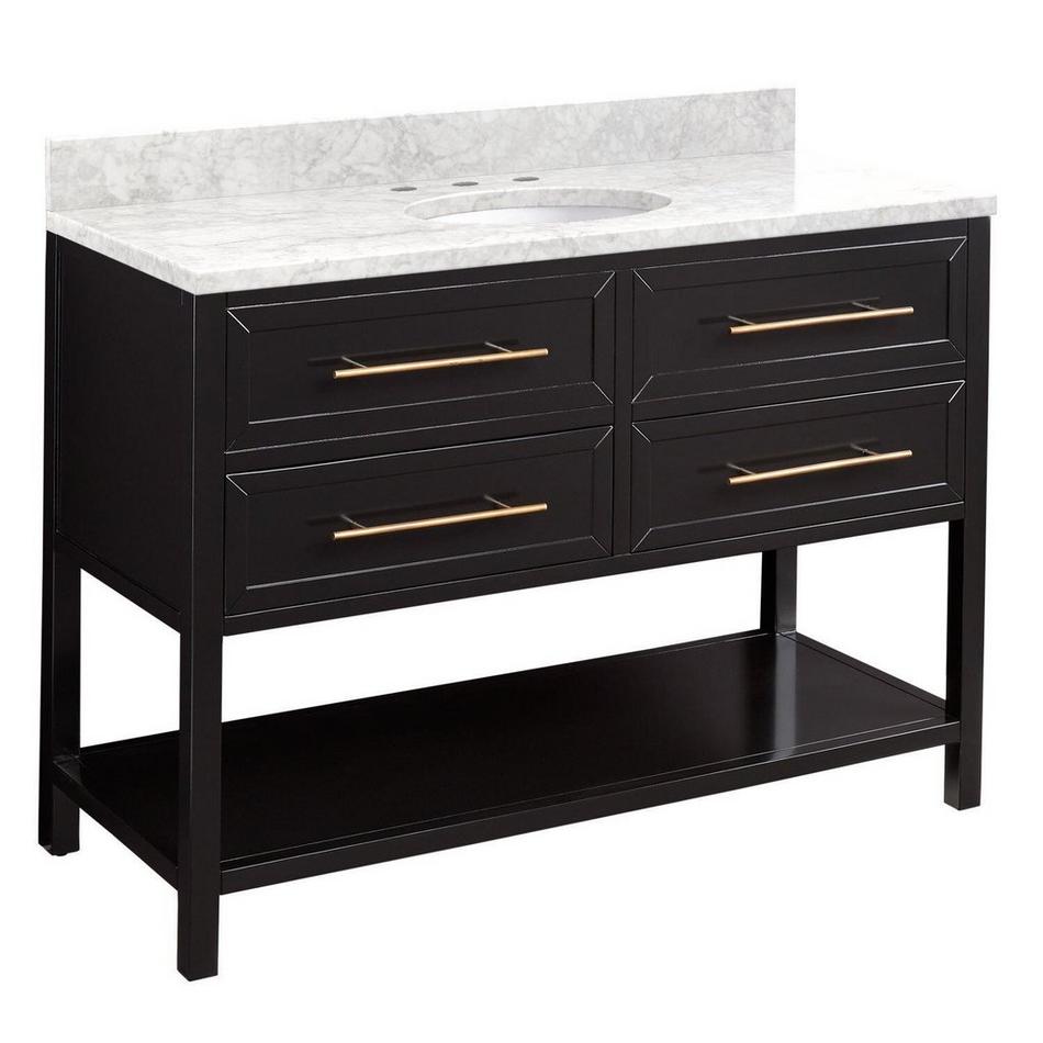 48" Robertson Vanity - Black - Carrara Marble - 8" - Oval Undermount Sink, , large image number 0