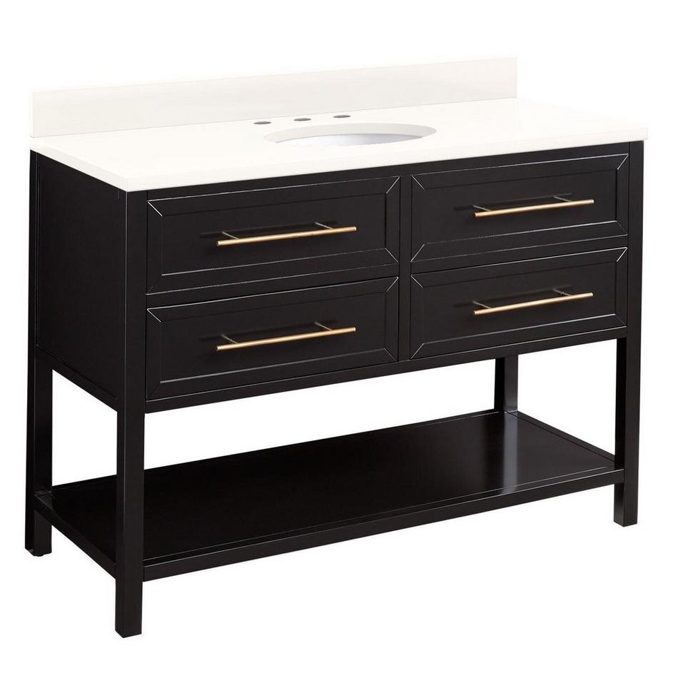 48" Robertson Vanity - Black - Arctic White Quartz - 8" - Oval Undermount Sink, , large image number 1
