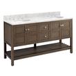 60" Olsen Double Console Vanity- Ash Brown - Brushed Nickel Hdwe. - Carrara Marble - 8" - Oval Sinks, , large image number 1