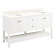 60" Olsen Double Console Vanity - White - Brushed Nickel Hdwe. - Arctic White Quartz-8"-Oval Sinks, , large image number 0