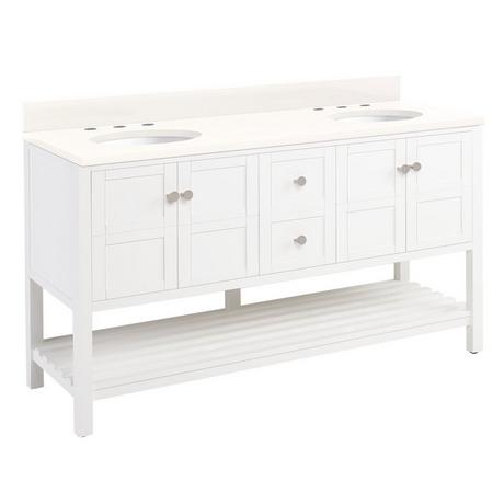 60" Olsen Double Console Vanity Undermount Sinks - Soft White