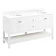 60" Olsen Double Console Vanity - White - BN Hdwe. - Feathered White Quartz - 8" - Oval UM Sinks, , large image number 0