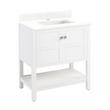 30" Olsen Console Vanity- White - BN Hdwe. - Feathered White Quartz - 1 Hole - Rect. Undermount Sink, , large image number 0