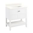 30" Olsen Console Vanity - Soft White - BN Hdwe. - Arctic White Quartz - No Holes- Rect. Sink, , large image number 1