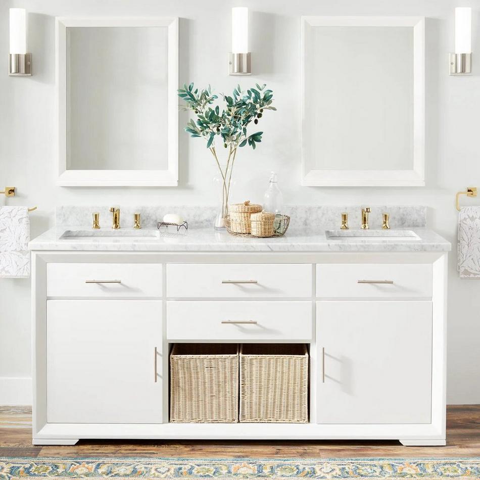 72" Davyn Mahogany Double Vanity for Rectangular Undermount Sinks - White, , large image number 0