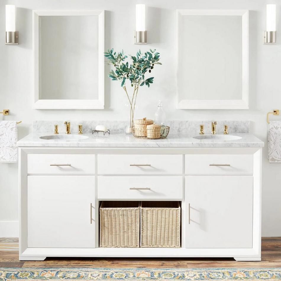 72" Davyn Mahogany Double Vanity for Undermount Sinks - White, , large image number 0