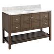 48" Olsen Console Vanity - Ash Brown - Brushed Nickel Hdwe. - Carrara Marble - 8" - Oval Sink, , large image number 1