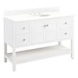 48" Olsen Console Vanity - White - Brushed Nickel Hdwe. - Feathered White Quartz - 8" - Oval UM Sink, , large image number 0