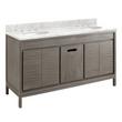 60" Becker Teak Vanity - Gray Wash - Carrara Marble - 8" - Oval Undermount Sinks, , large image number 6