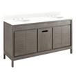 60" Becker Teak Vanity - Gray Wash - Feathered White Quartz - 8" - Oval Undermount Sinks, , large image number 6