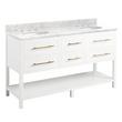60" Robertson Double Vanity - Bright White - Carrara Marble - 8" - Oval Undermount Sinks, , large image number 0