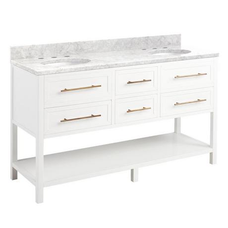 60" Robertson Double Vanity for Undermount Sinks - Bright White