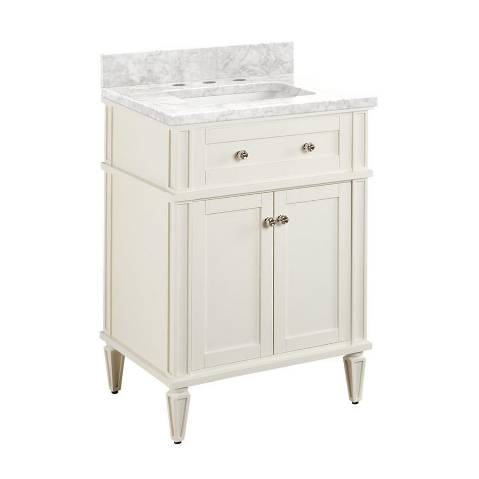 24" Elmdale Vanity for Rect Undermnt Sink - White - Carrara Marble 8" - Sink, , large image number 0