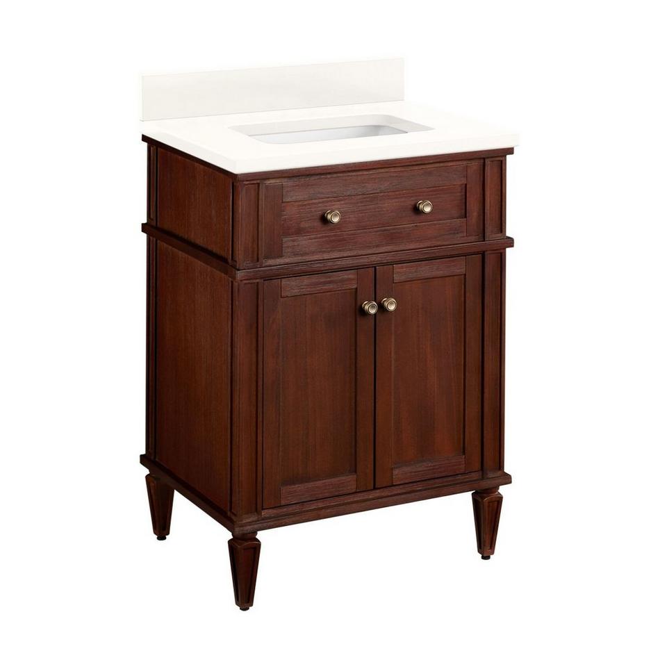 24" Elmdale Vanity for Rectangular Undermount Sink-Antique Brown-Arctic Wh 0 Faucet Hole-White Sink, , large image number 0