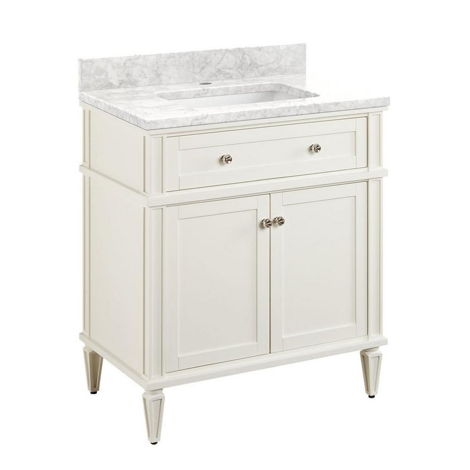 30" Elmdale Vanity for Rect Undermnt Sink - White - Carrara Marble Single Hole - Sink, , large image number 0