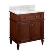 30" Elmdale Vanity for Undermount Sink - Antique Brown - Carrara Marble 8" - White Sink, , large image number 0