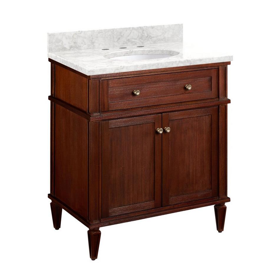 30" Elmdale Vanity for Undermount Sink - Antique Brown - Carrara Marble 8" - White Sink, , large image number 0