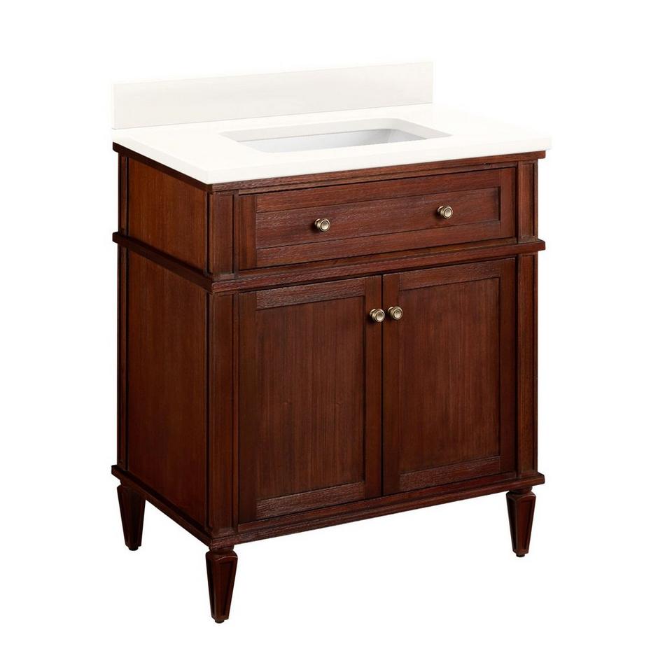 30" Elmdale Vanity for Rectangular Undermount Sink-Antique Brown-Arctic Wh 0 Faucet Holes-White Sink, , large image number 0