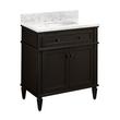 30" Elmdale Vanity for Undermount Sink - Charcoal Black - Carrara Marble 8" - White Sink, , large image number 0