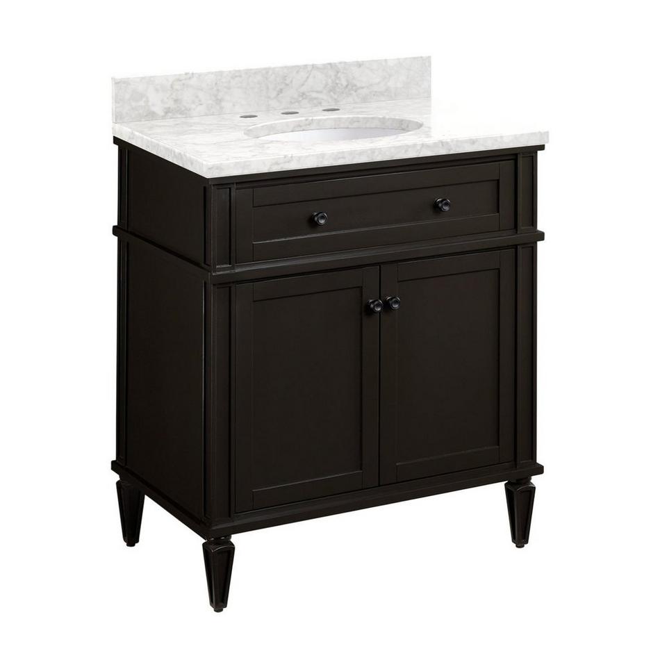 30" Elmdale Vanity for Undermount Sink - Charcoal Black - Carrara Marble 8" - White Sink, , large image number 0