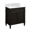 30" Elmdale Vanity for Rectangular Undermount Sink - Charcoal Black - Carrara Marble 8" - White Sink, , large image number 0