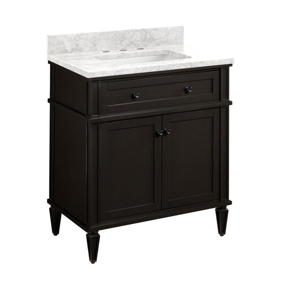 30" Elmdale Vanity for Rectangular Undermount Sink - Charcoal Black - Carrara Marble 8" - White Sink, , large image number 0