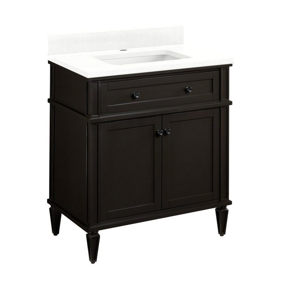 30" Elmdale Vanity for Rectangular Undermount Sink-Charcoal Blk-Feathered Wh Single Hole-White Sink, , large image number 0