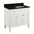 36" Elmdale Vanity for Right Offset Rect Undermount Sink - White - Absolute Black 8" - Sink, , large image number 0