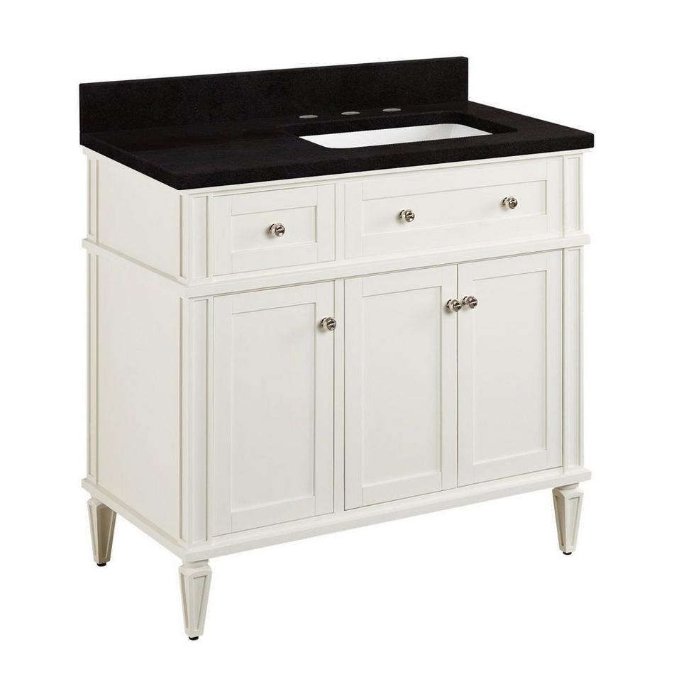 36" Elmdale Vanity for Right Offset Rect Undermount Sink - White - Absolute Black 8" - Sink, , large image number 0