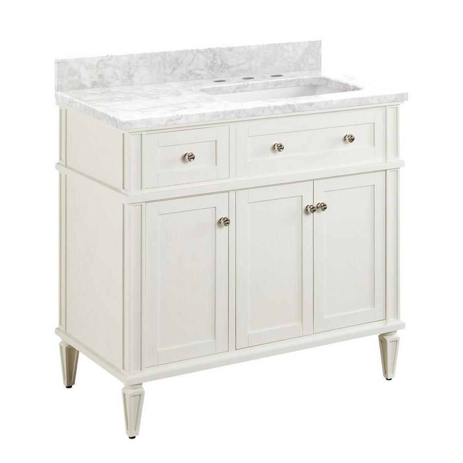36" Elmdale Vanity for Right Offset Rect Undermount Sink - White - Carrara Marble 8" - Sink, , large image number 0