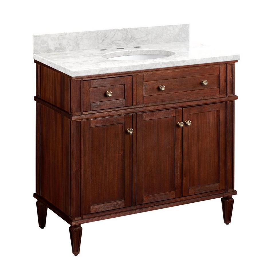 36" Elmdale Vanity for Undermount Sink - Antique Brown - Carrara Marble 8" - White Sink, , large image number 0