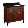 36" Elmdale Vanity for Right Offset Rect Undmnt Sink - Antique Brown - Absolute Blk 8" - White Sink, , large image number 0