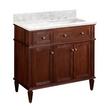 36" Elmdale Vanity for Right Offset Rect Undmnt Sink - Antique Brown - Carrara 8" - White Sink, , large image number 0