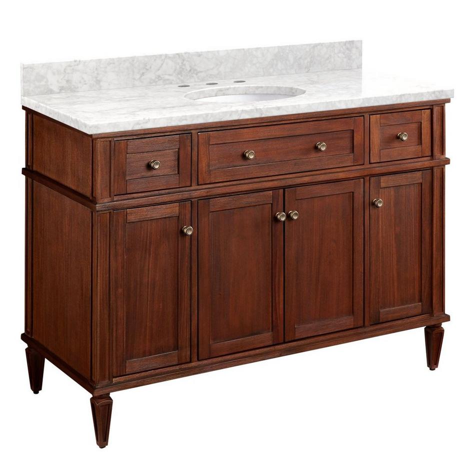 48" Elmdale Vanity for Undermount Sink - Antique Brown - Carrara Marble 8" - White Sink, , large image number 0