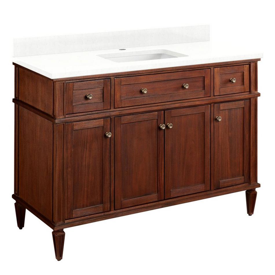 48" Elmdale Vanity for Rectangular Undermount Sink-Antique Brown-Feathered Wh Single Hole-White Sink, , large image number 0