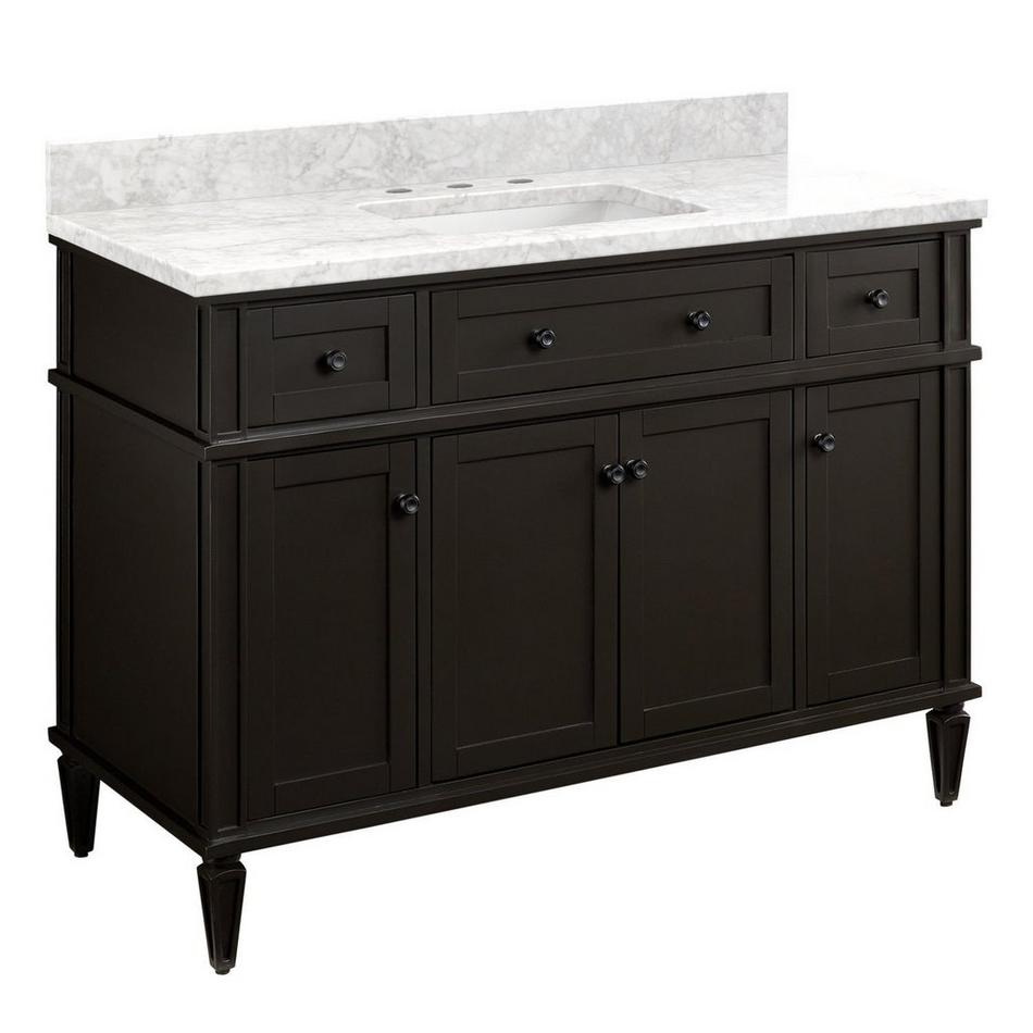 48" Elmdale Vanity for Rectangular Undermount Sink - Charcoal Black - Carrara Marble 8" - White Sink, , large image number 0