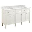 60" Elmdale Double Vanity for Undermount Sinks - White - Carrara Marble 8" - Sinks, , large image number 0